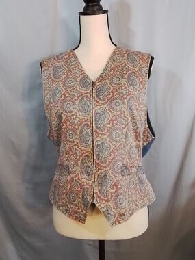 Vintage Liz Wear Paisley and Denim Vest